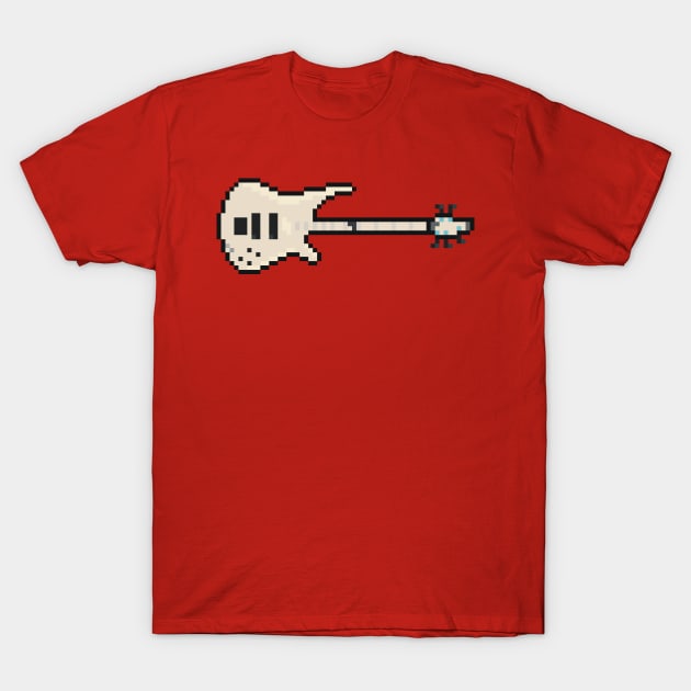 Pixel White K5 Bass Guitar T-Shirt by gkillerb